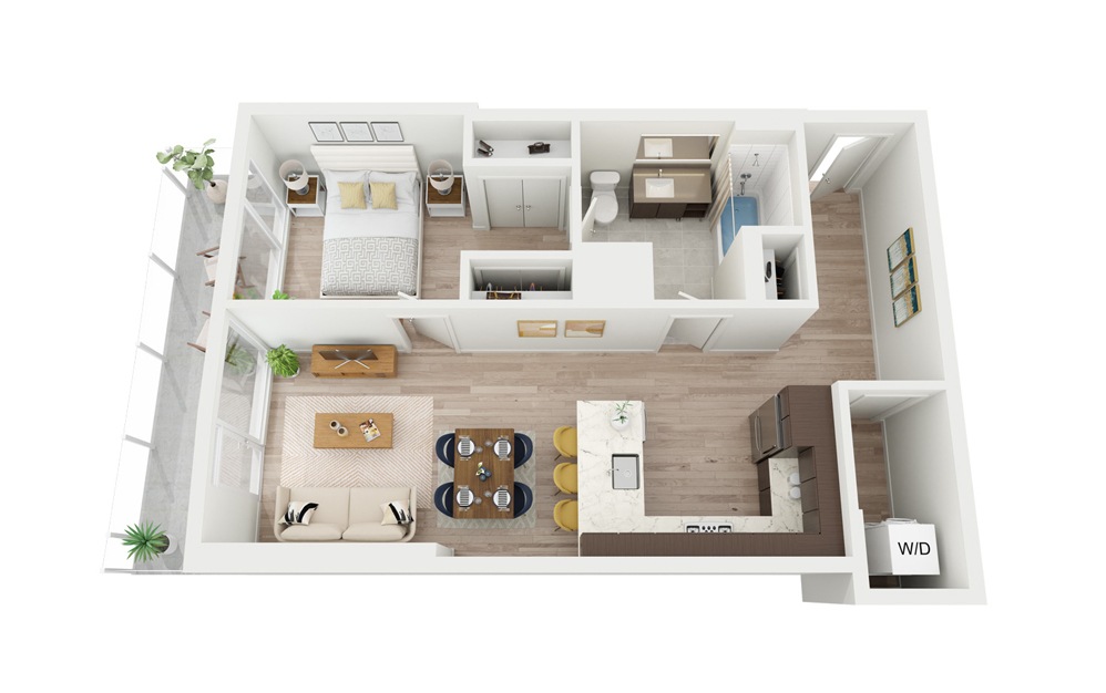 B12 - 1 bedroom floorplan layout with 1 bathroom and 700 square feet