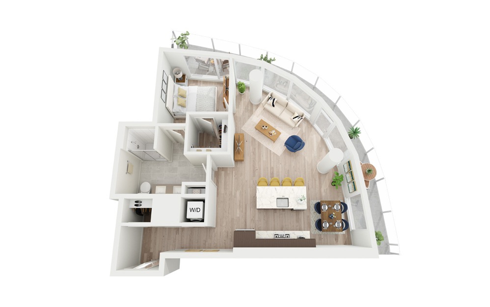 B18 - 1 bedroom floorplan layout with 1 bathroom and 804 square feet