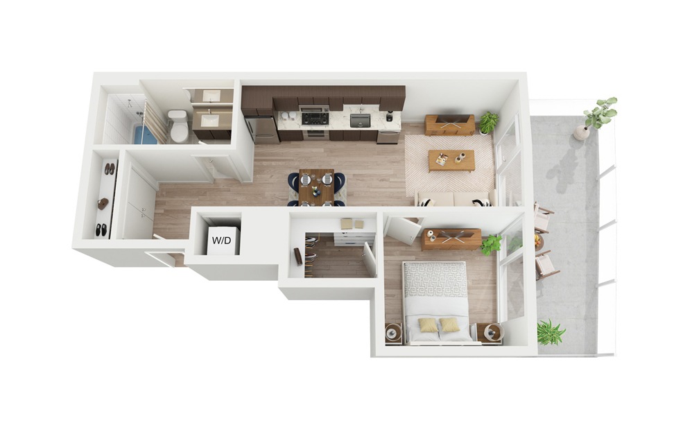 B2 - 1 bedroom floorplan layout with 1 bathroom and 548 square feet