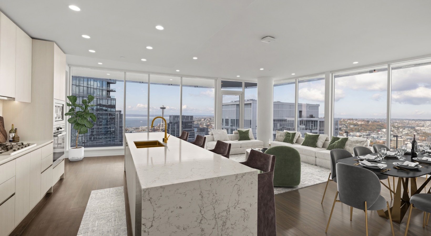 Penthouse 4002 Kitchen and Living Room