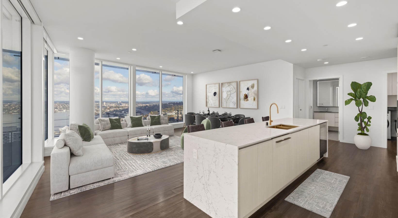 Penthouse 4002 Kitchen and Living Room